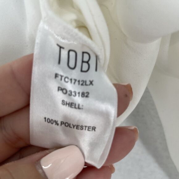 Tobi Crop Top Tie Front Small White Long Flare Sleeve Elastic Back Festival Boho - Picture 7 of 12